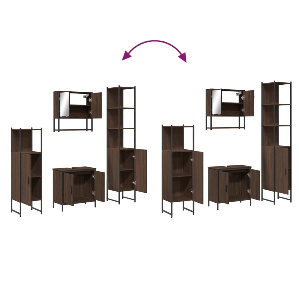 4 Piece Bathroom Furniture Set Engineered Wood