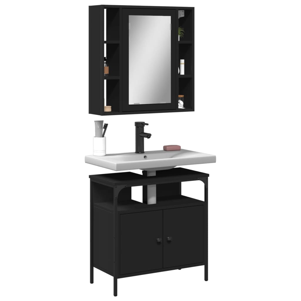 2 Piece Bathroom Furniture Set Engineered Wood