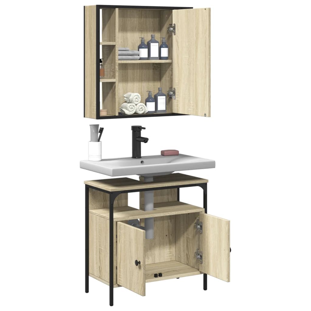 2 Piece Bathroom Furniture Set Engineered Wood