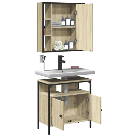 2 Piece Bathroom Furniture Set Engineered Wood