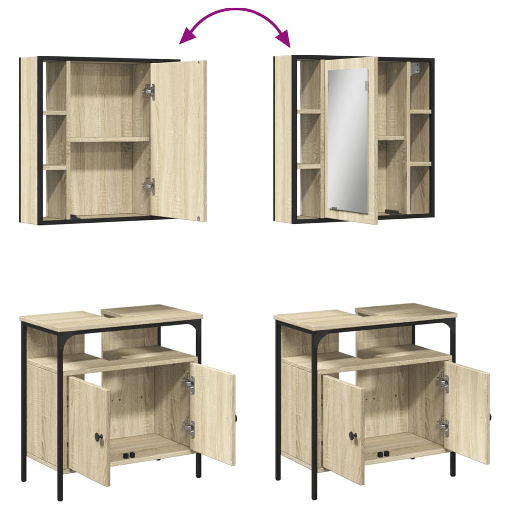 2 Piece Bathroom Furniture Set Engineered Wood
