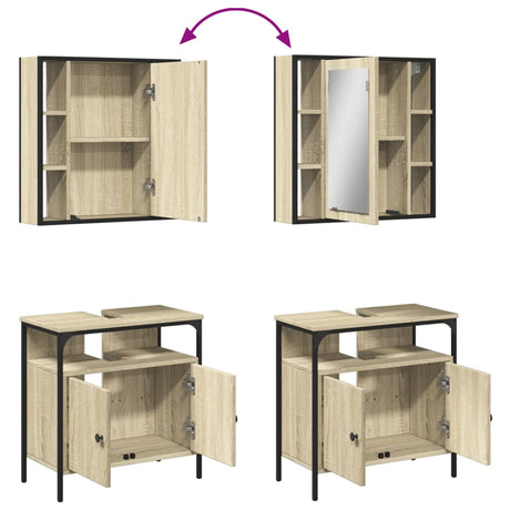 2 Piece Bathroom Furniture Set Engineered Wood