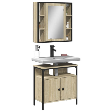2 Piece Bathroom Furniture Set Engineered Wood