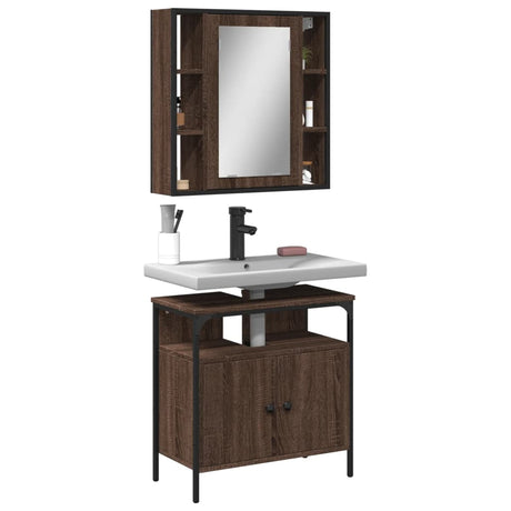 2 Piece Bathroom Furniture Set Engineered Wood