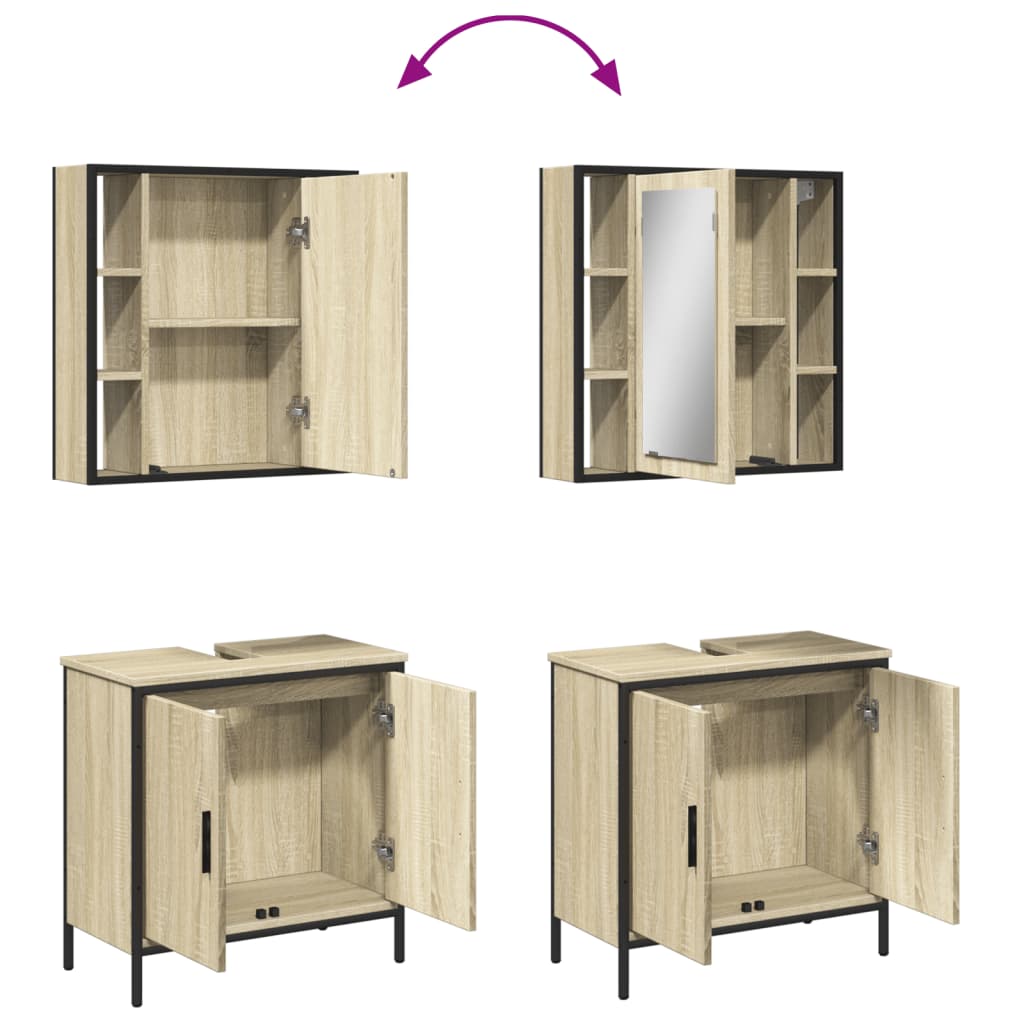 2 Piece Bathroom Furniture Set Engineered Wood