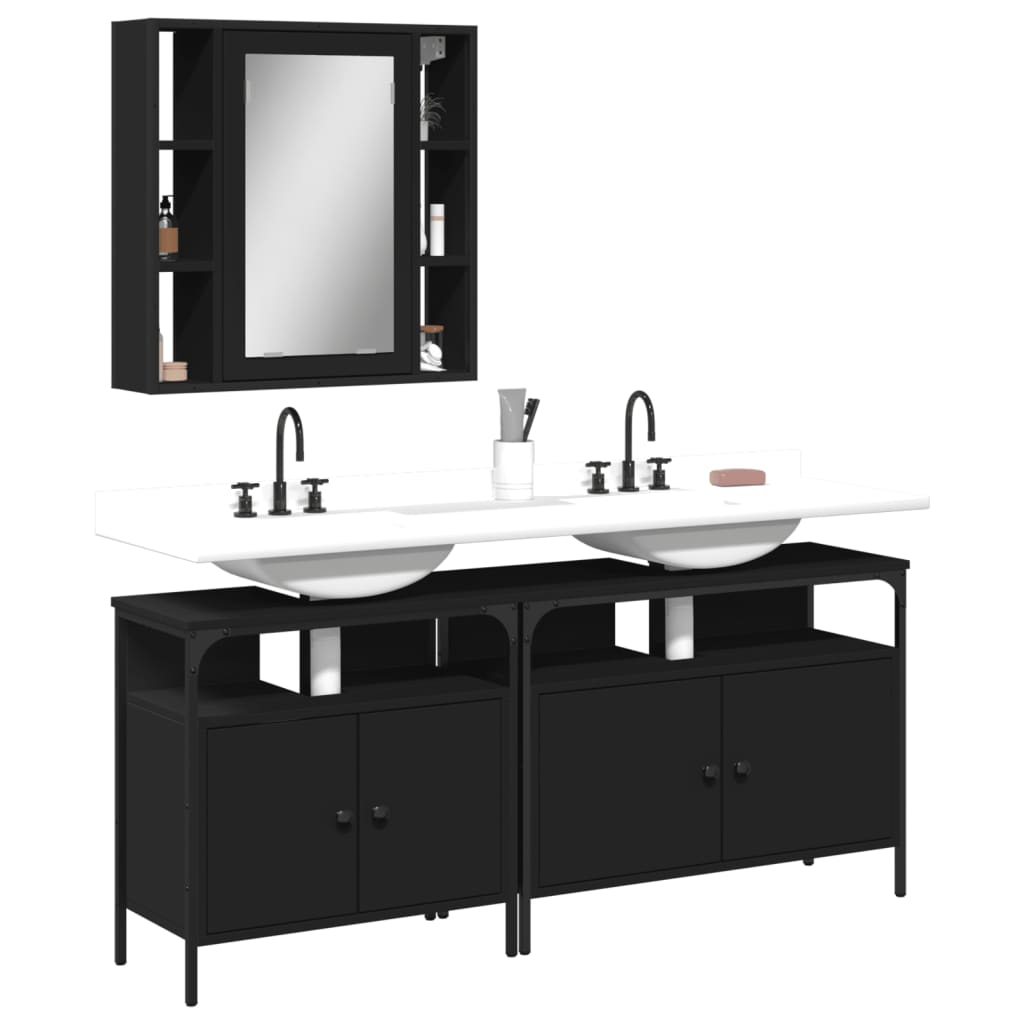 3 Piece Bathroom Cabinet Set Engineered Wood