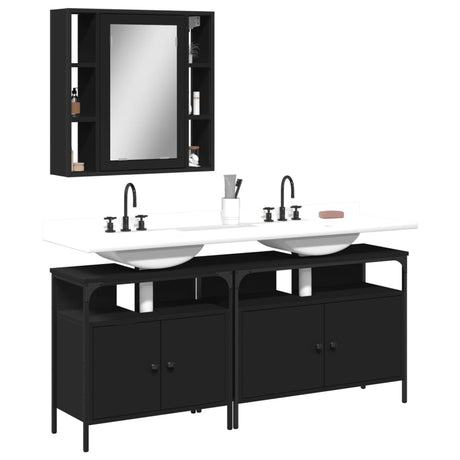 3 Piece Bathroom Cabinet Set Engineered Wood