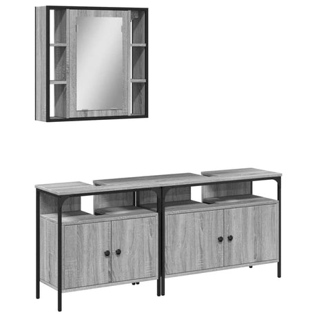 3 Piece Bathroom Cabinet Set Engineered Wood
