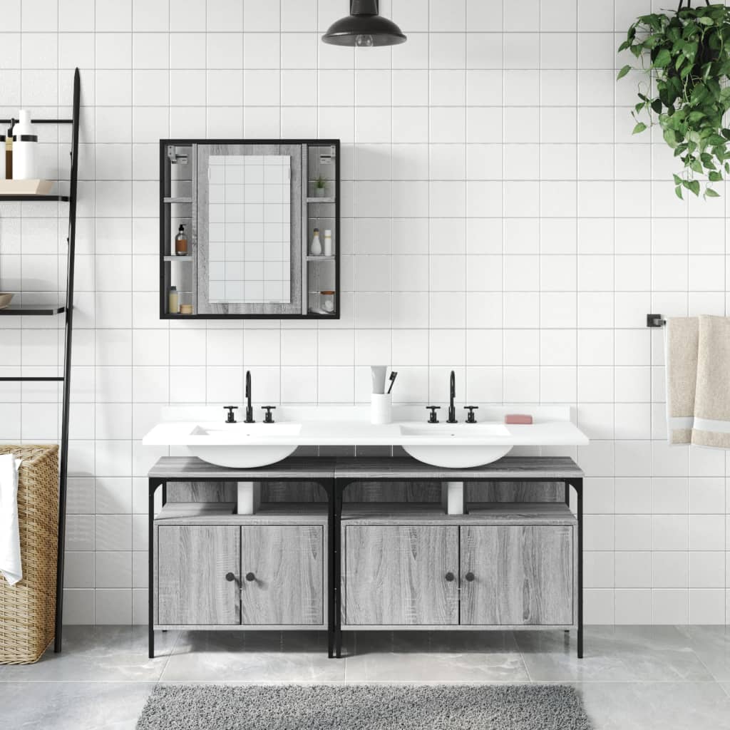 3 Piece Bathroom Cabinet Set Engineered Wood