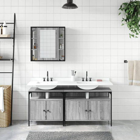 3 Piece Bathroom Cabinet Set Engineered Wood
