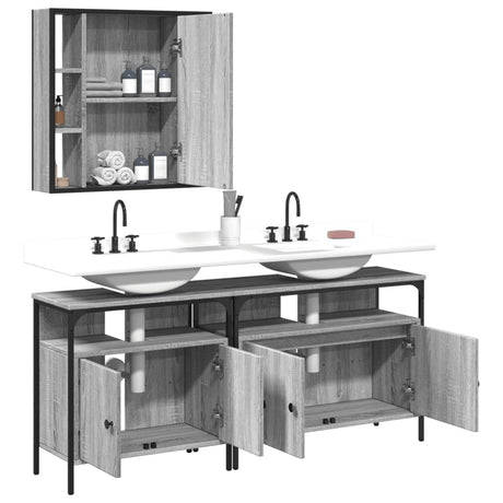 3 Piece Bathroom Cabinet Set Engineered Wood