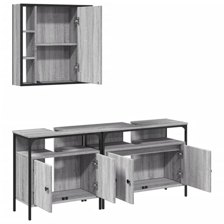 3 Piece Bathroom Cabinet Set Engineered Wood