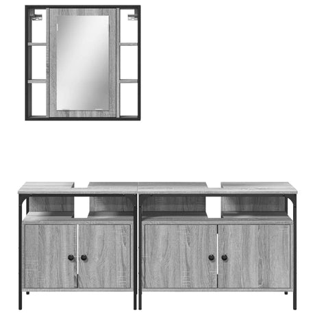 3 Piece Bathroom Cabinet Set Engineered Wood