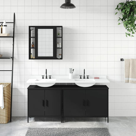3 Piece Bathroom Cabinet Set Engineered Wood