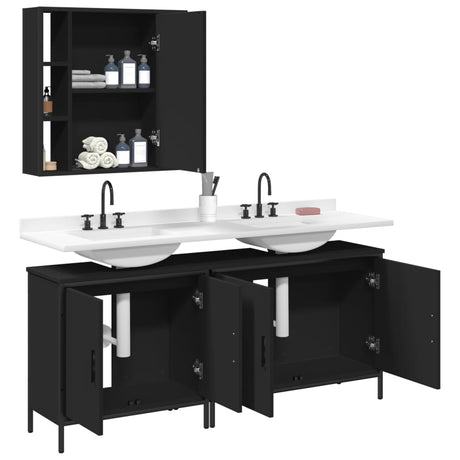3 Piece Bathroom Cabinet Set Engineered Wood