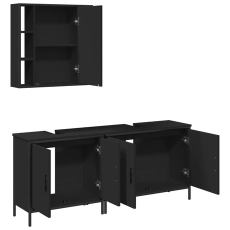 3 Piece Bathroom Cabinet Set Engineered Wood