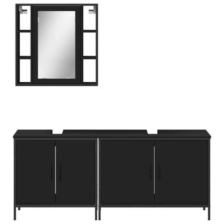 3 Piece Bathroom Cabinet Set Engineered Wood