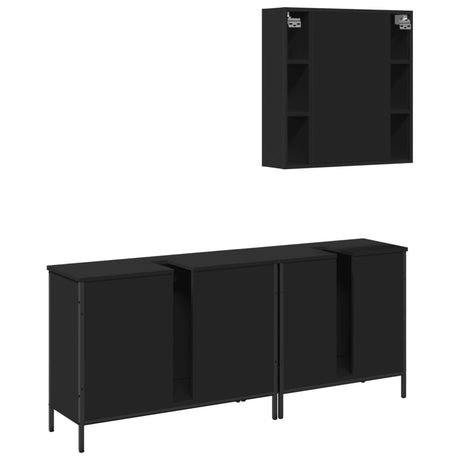 3 Piece Bathroom Cabinet Set Engineered Wood