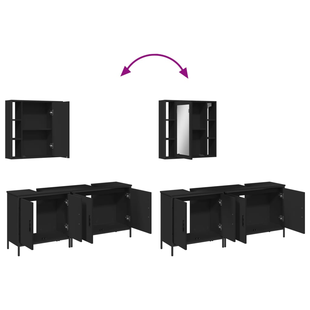 3 Piece Bathroom Cabinet Set Engineered Wood