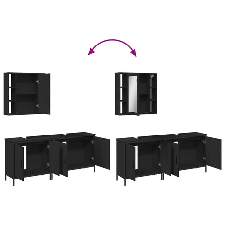 3 Piece Bathroom Cabinet Set Engineered Wood