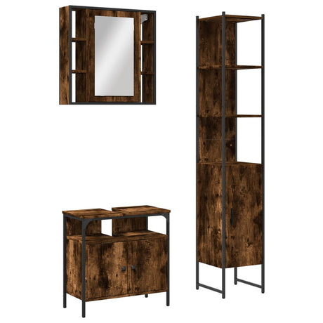 3 Piece Bathroom Cabinet Set Engineered Wood