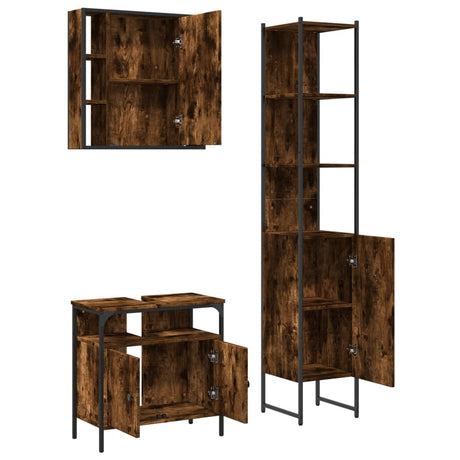 3 Piece Bathroom Cabinet Set Engineered Wood