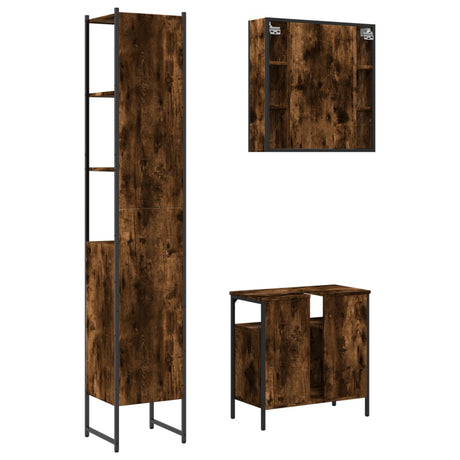 3 Piece Bathroom Cabinet Set Engineered Wood