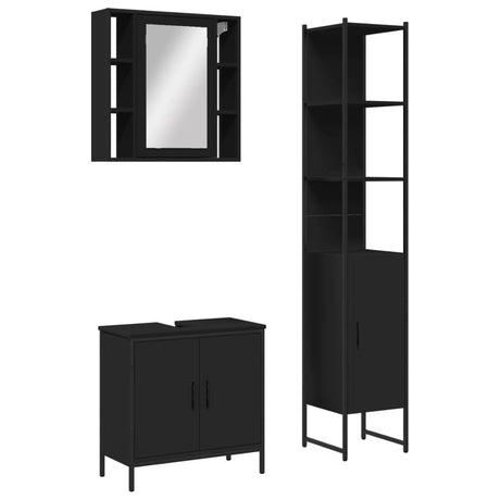 3 Piece Bathroom Cabinet Set Engineered Wood