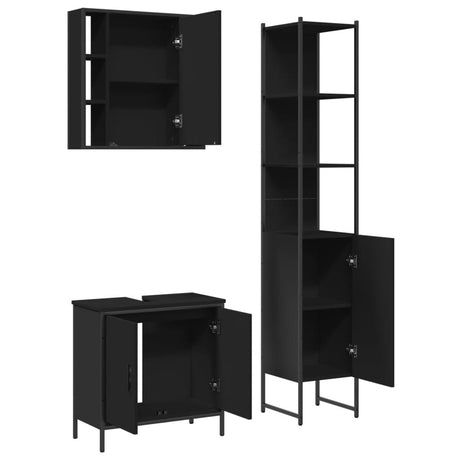 3 Piece Bathroom Cabinet Set Engineered Wood