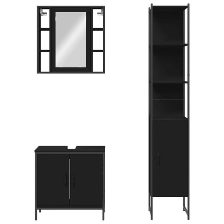 3 Piece Bathroom Cabinet Set Engineered Wood