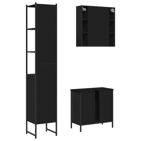 3 Piece Bathroom Cabinet Set Engineered Wood