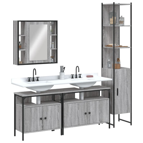 4 Piece Bathroom Cabinet Set Engineered Wood