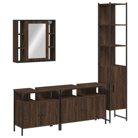 4 Piece Bathroom Cabinet Set Engineered Wood