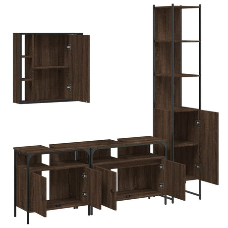 4 Piece Bathroom Cabinet Set Engineered Wood