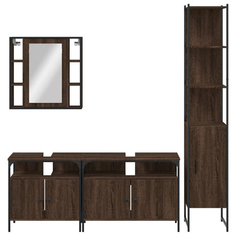 4 Piece Bathroom Cabinet Set Engineered Wood
