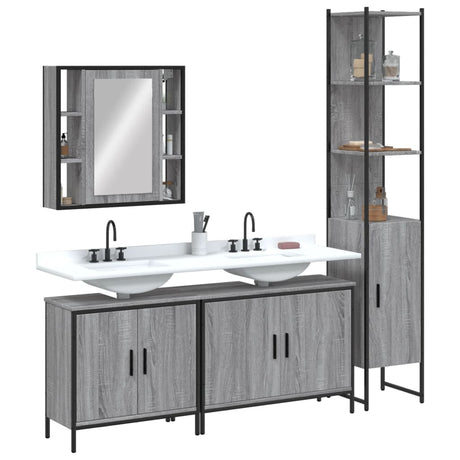 4 Piece Bathroom Cabinet Set Engineered Wood