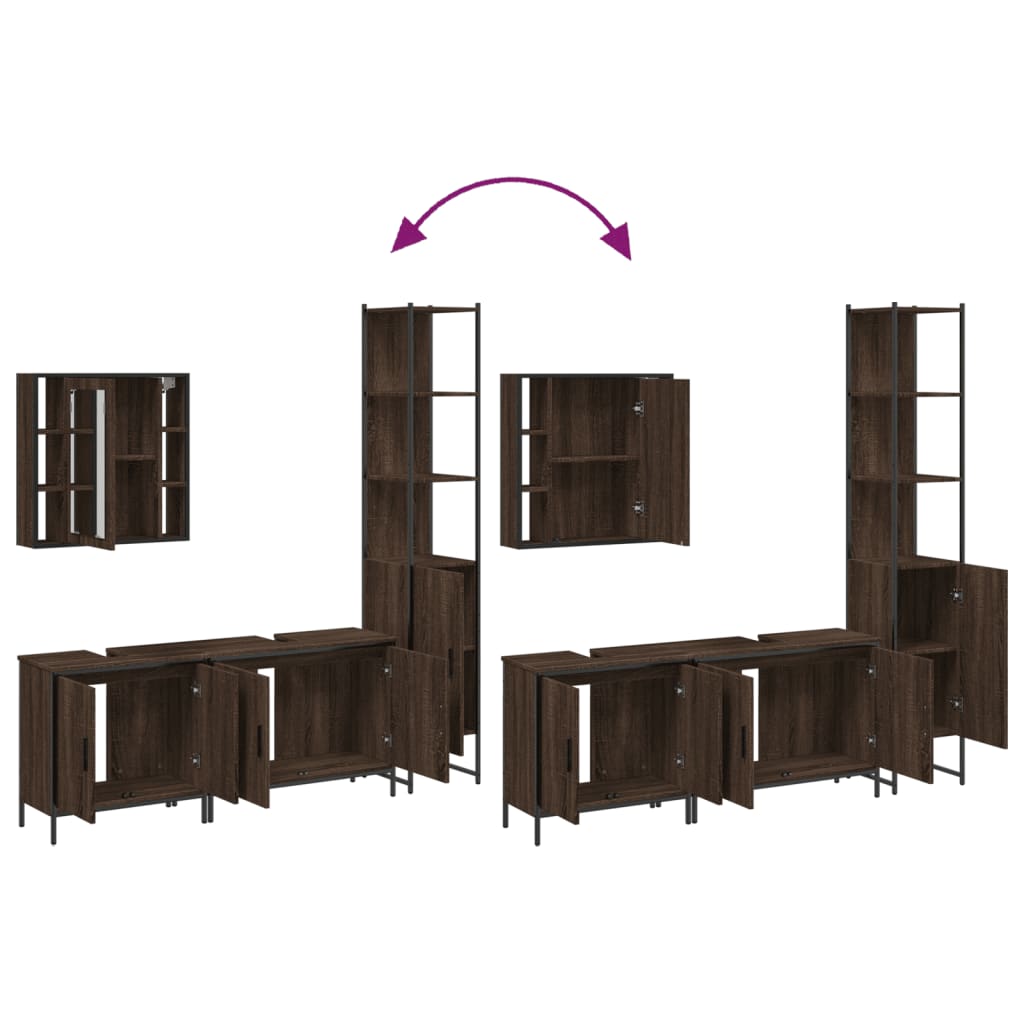 4 Piece Bathroom Cabinet Set Engineered Wood
