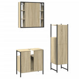3 Piece Bathroom Cabinet Set Engineered Wood