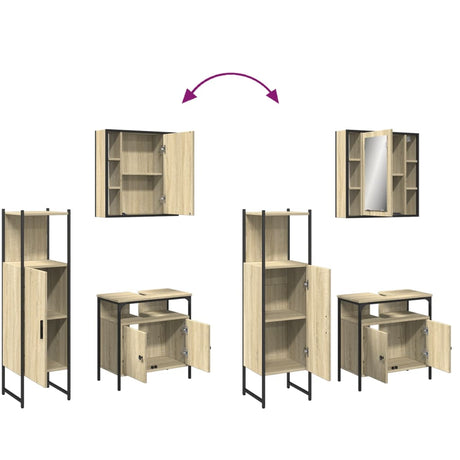 3 Piece Bathroom Cabinet Set Engineered Wood