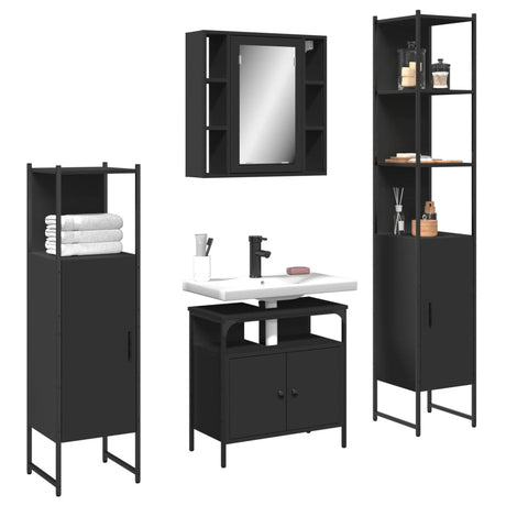 4 Piece Bathroom Cabinet Set Engineered Wood