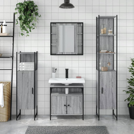 4 Piece Bathroom Cabinet Set Engineered Wood