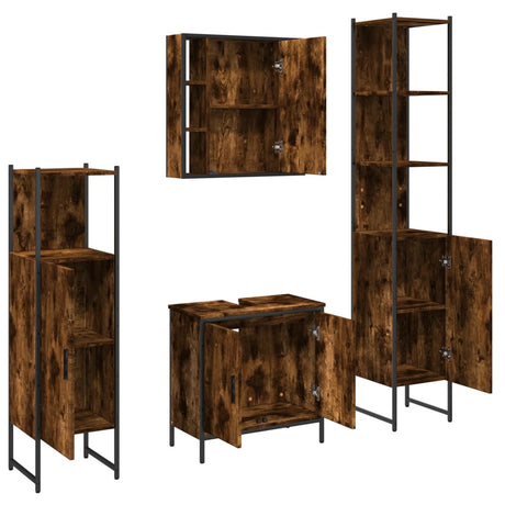 4 Piece Bathroom Cabinet Set Engineered Wood