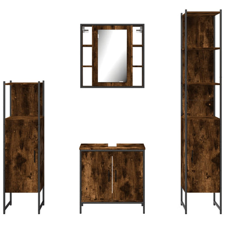 4 Piece Bathroom Cabinet Set Engineered Wood