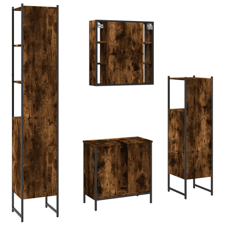 4 Piece Bathroom Cabinet Set Engineered Wood