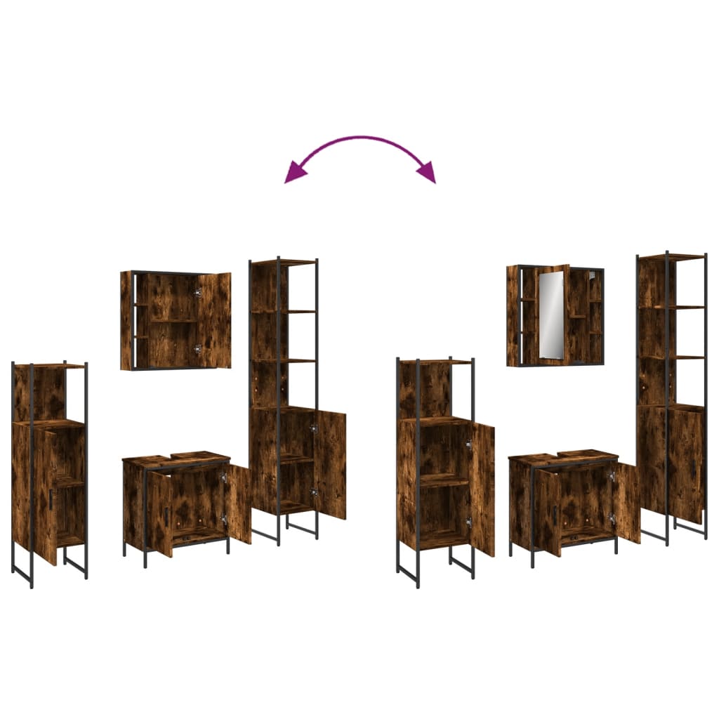 4 Piece Bathroom Cabinet Set Engineered Wood