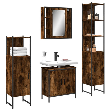 4 Piece Bathroom Cabinet Set Engineered Wood