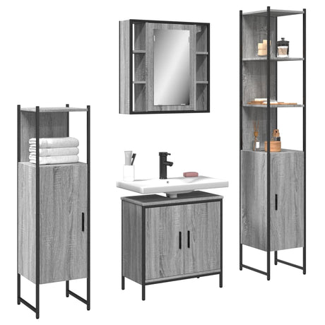4 Piece Bathroom Cabinet Set Engineered Wood
