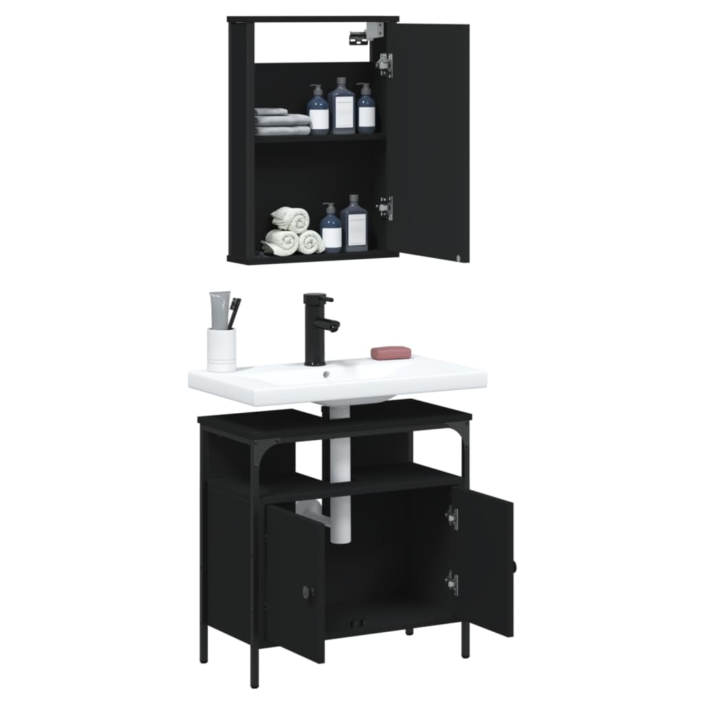 2 Piece Bathroom Furniture Set Engineered Wood