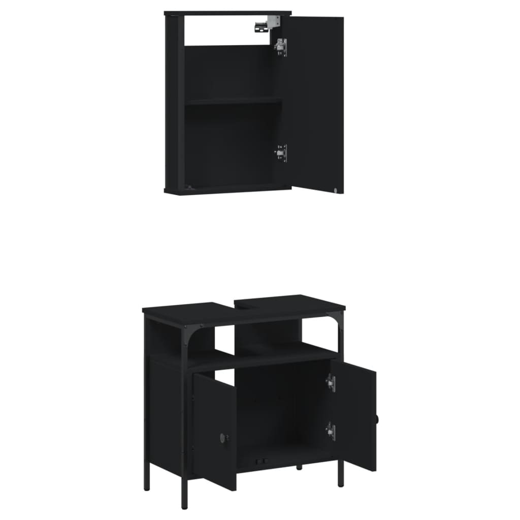 2 Piece Bathroom Furniture Set Engineered Wood