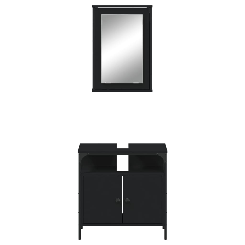 2 Piece Bathroom Furniture Set Engineered Wood